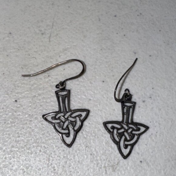 Celtic Triangle Dangle Earrings - Picture 5 of 14